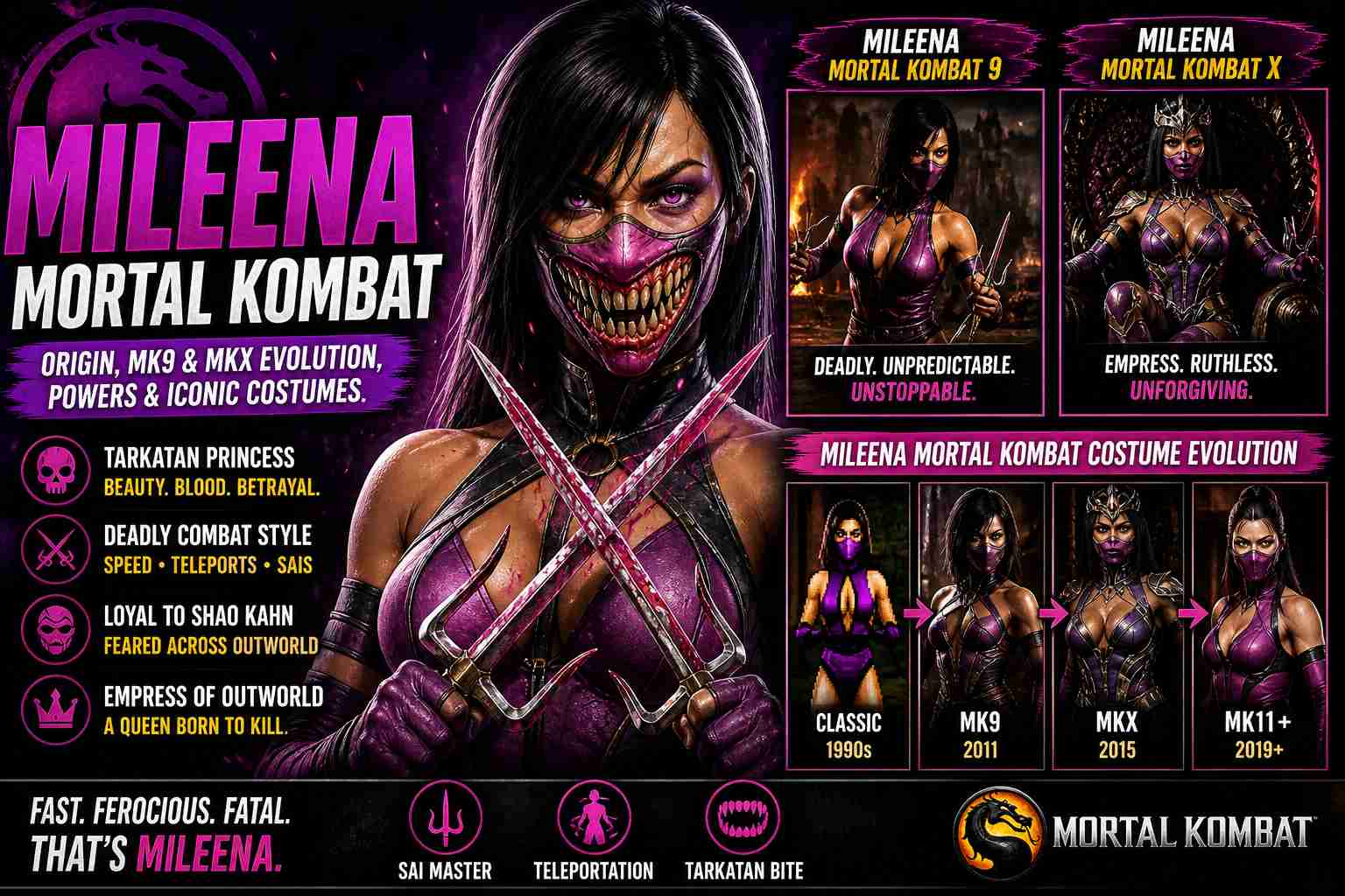 Mileena Mortal Kombat: Origin, MK9 & MKX Evolution, Powers, and Iconic Costumes